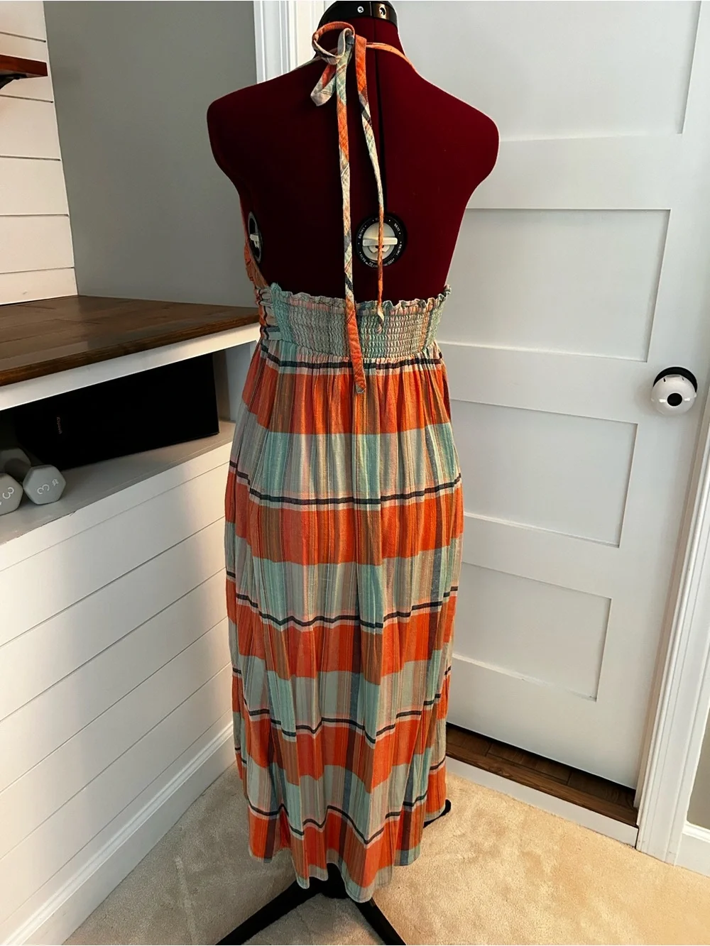 Free People Beach Plaid Halter Midi Dress XS